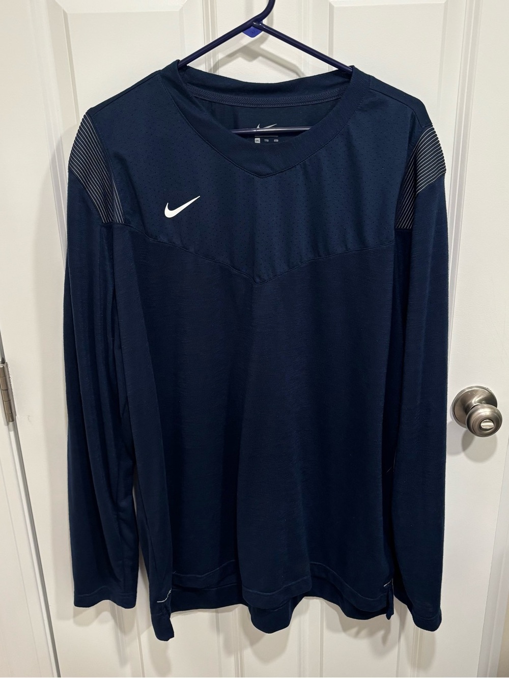 Nike Dri Fit Classic Logo Navy Blue Long Sleeve Shirt Mens U.S. XXL